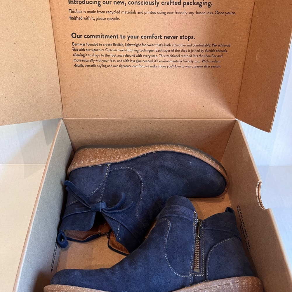Born Navy Distressed Ankle Boots